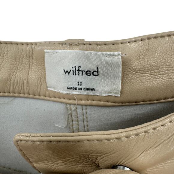 Aritzia Wilfred The Melina Pants Vegan Leather Cropped Beige Size 10 - Picture 6 of 11